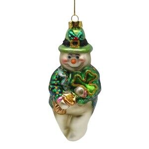 Celtic Christmas Possible Dreams Irish Snowman Glass Hanging Ornament